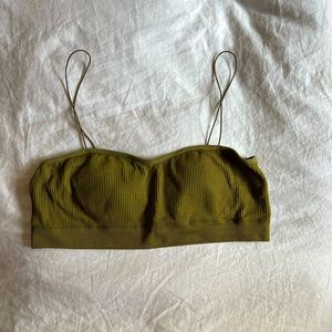 Green garage bandeau bra womens medium large m/l padded spaghetti strap